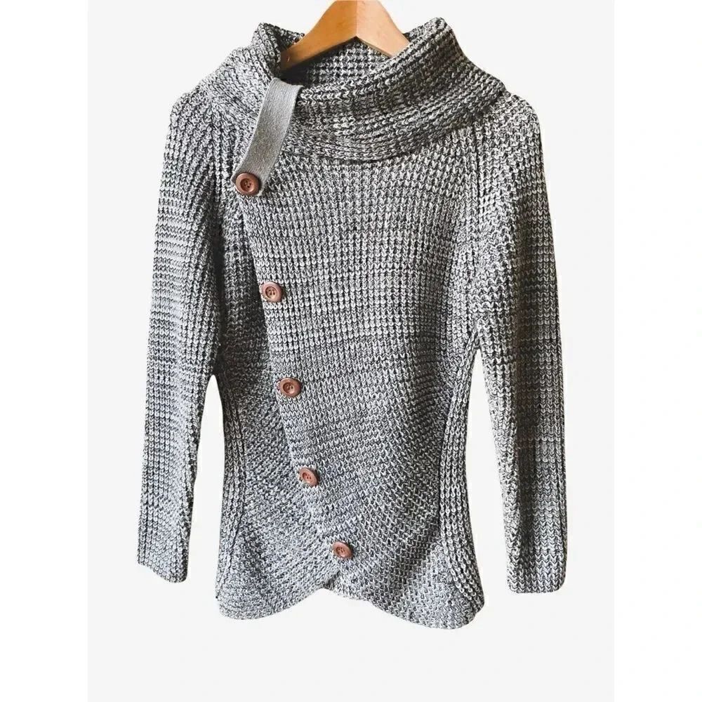 Yidarton Gray Wrapped Long Sleeves Womens Sweater SZ Small